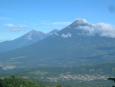 View from Pacaya foothills: Volcanoes Fuego, Acatenango and Agua