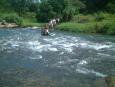 Keiko negotiates a deep river crossing