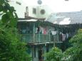 Drying clothes in a tropical deluge in Panama's old town Casco Viejo