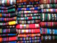 Handwoven tapestries in the Cusco marketplace