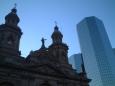 The old and new at Santiago's Plaza de Armas