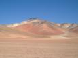 A pastel desert landscape near the border with Chile