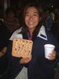 On board, Keiko wins the grand prize at Bingo!