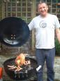 Steve proudly shows the proper way to BBQ a chook