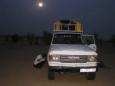 Now off roading through the desert, Problem #1: flat tyre at dusk