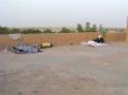 Our accomodation in Timbuktu: the rooftop of Hotel Bouctou