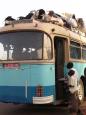 Returning to Bamako on this bus nearly finished us (goats included)