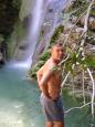 Nick take a dip in the freshwater springs at Mylopotamos