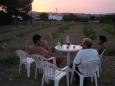 Sundowner drinks at the cottage in Kato Livadi with Terry, Keiko and Adam