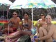 Nico, Radhika, Debbie and Adam chill on Halkos beach