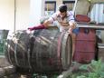 The barrels are washed to prepare them for the grape juice