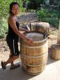 Keiko and one of next year's barrels of red wine