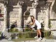 Keiko gets refreshed at the old Venetian springs