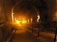 Descending into the Pommery champagne cellars