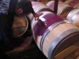 New barrels get decorated with paint made from the grape skins