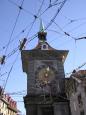 Tram cables and clock tower, Bern