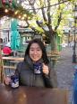 Keiko enjoys a mug of steaming glhwein at the Viktualienmarkt