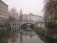 The Ljubljana Triple Bridge at the center of town