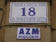 Street sign in Podgrze, site of former Jewish ghetto in Krakw