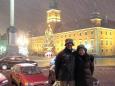 Pre-Christmas snow in the grand Plac Zamkowy (Castle Square)
