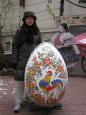 Christmas eve: Keiko and giant painted easter egg