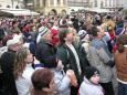 Throngs of tourists await the hourly performance of the Astronomical Clock