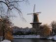 A Leiden windmill on a snowy morning