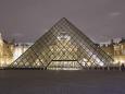 The Louvre's glass pyramid by night