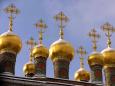 Gold domes decorate the roof of a Kremlin palace