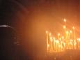 Candles burn brightly in a Russian Orthodox church
