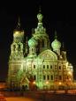 The Church of the Ressurection of Christ, lit up by colourful lights at night