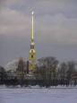 The signature thin spire of the Peter and Paul Cathedral